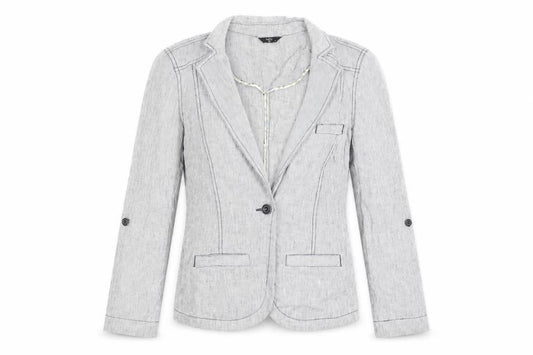 M&Co Womens Grey Striped  Jacket Coat Size 8
