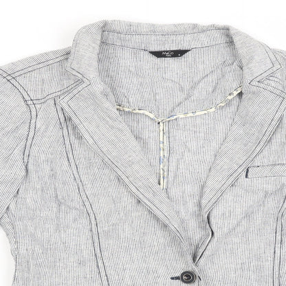 M&Co Womens Grey Striped  Jacket Coat Size 8