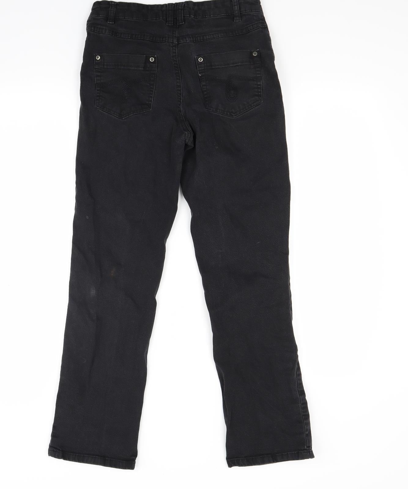 Womens UK Size 10 Papaya Regular Fit Straight Black Jeans