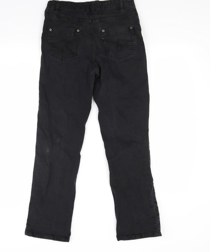 Womens UK Size 10 Papaya Regular Fit Straight Black Jeans