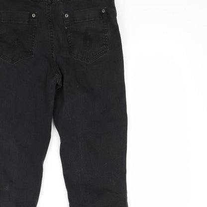 Womens UK Size 10 Papaya Regular Fit Straight Black Jeans