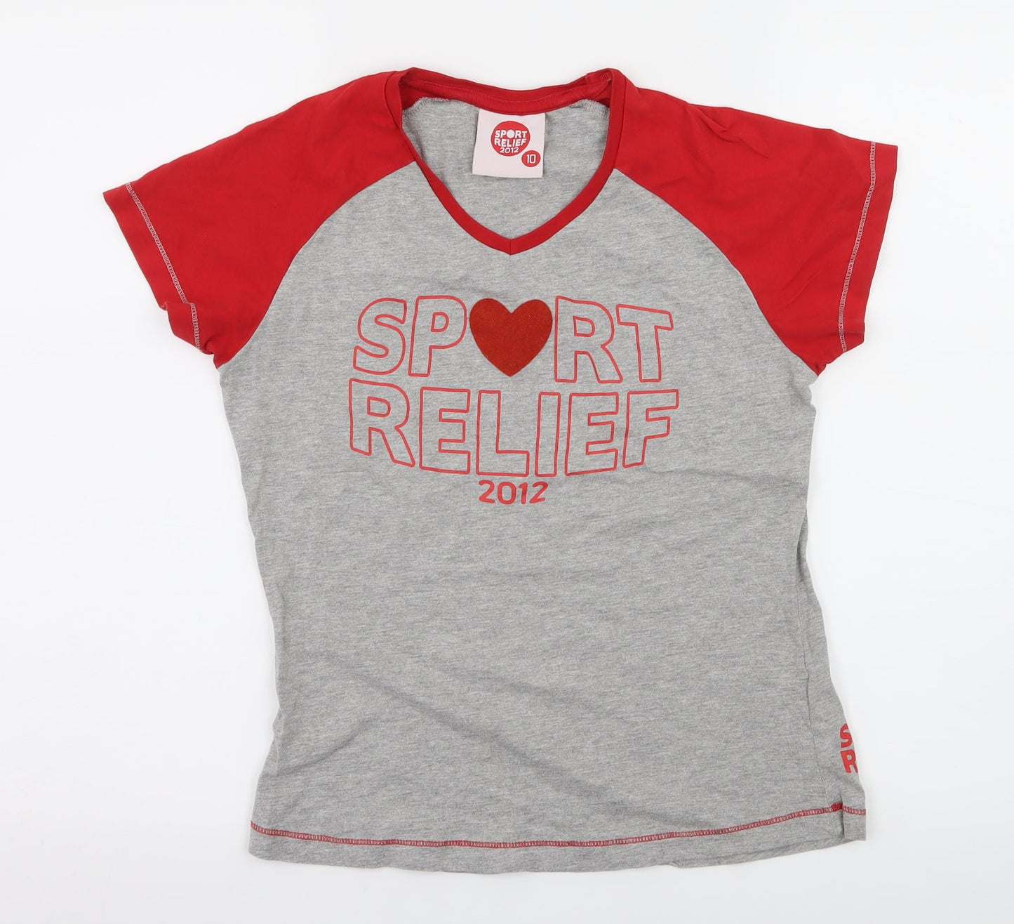 Sport Relief Womens Grey Geometric Jersey Basic T-Shirt Size 10  - Sport Relief 2012