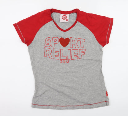Sport Relief Womens Grey Geometric Jersey Basic T-Shirt Size 10  - Sport Relief 2012