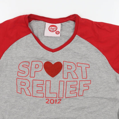 Sport Relief Womens Grey Geometric Jersey Basic T-Shirt Size 10  - Sport Relief 2012