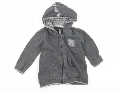 George Boys Grey  Jersey Full Zip Jumper Size 12-18 Months  - Roar Dinosaur