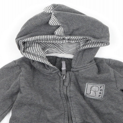 George Boys Grey  Jersey Full Zip Jumper Size 12-18 Months  - Roar Dinosaur