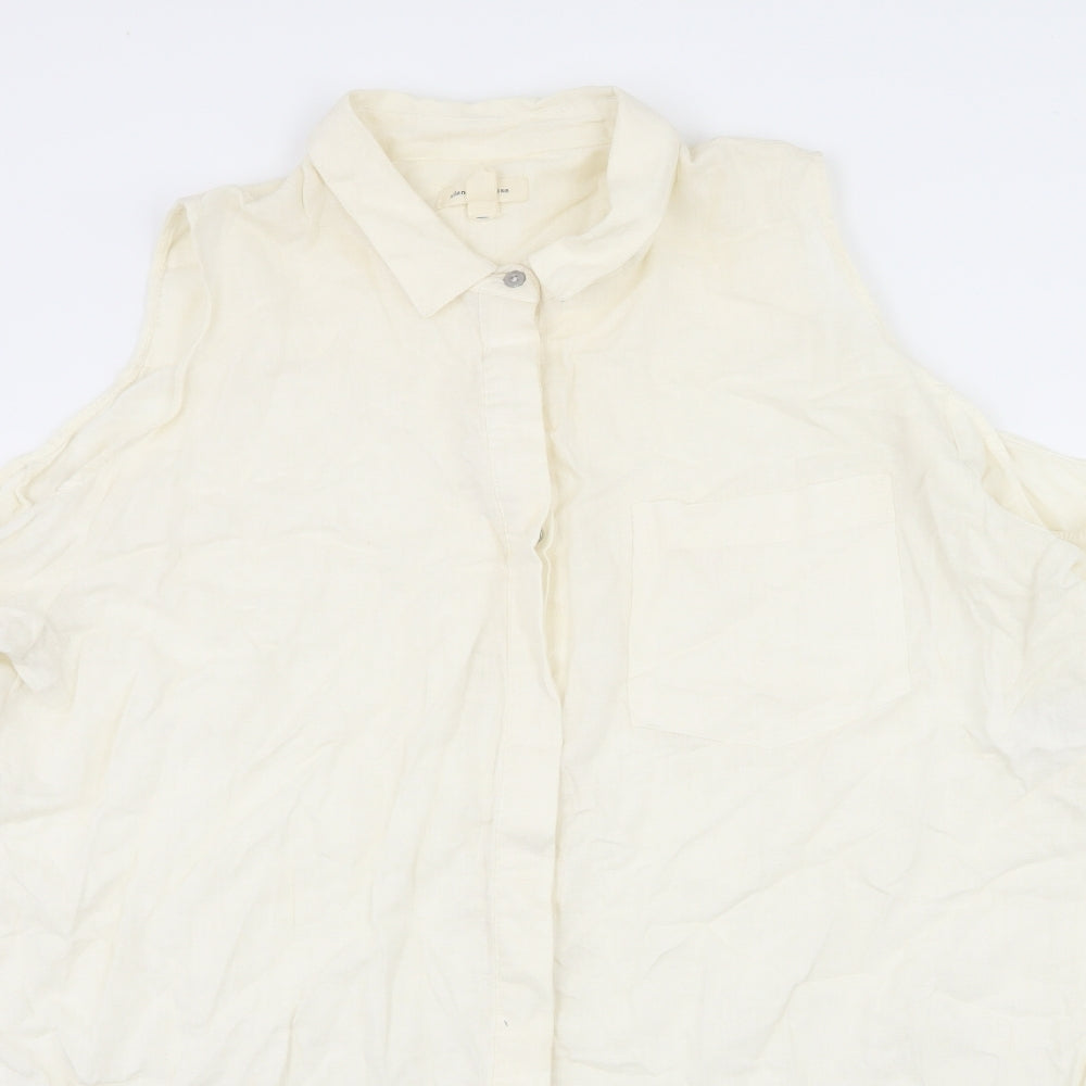 Womens UK Size L Silence + Noise Ivory Basic Button-Up