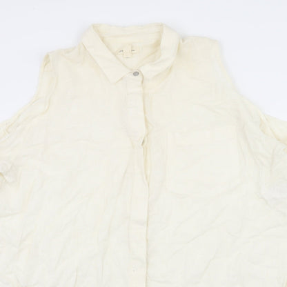 Womens UK Size L Silence + Noise Ivory Basic Button-Up