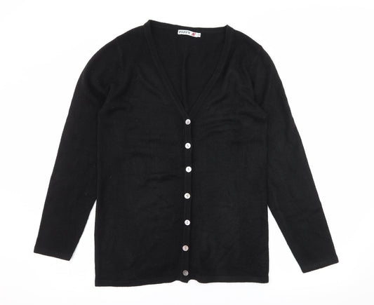 Poppy Womens Black  Knit Cardigan Jumper Size 10
