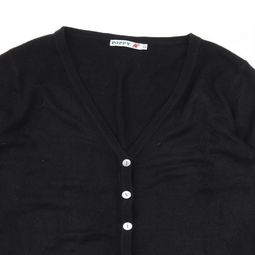 Poppy Womens Black  Knit Cardigan Jumper Size 10