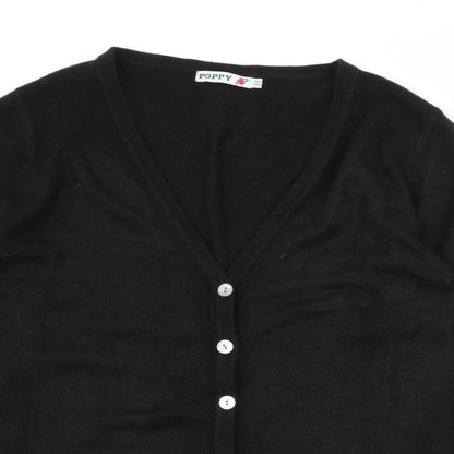 Poppy Womens Black  Knit Cardigan Jumper Size 10