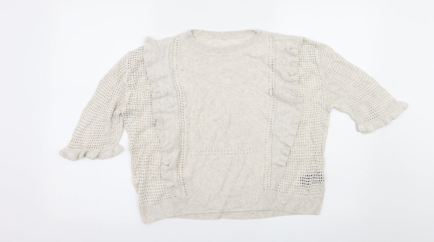 Marks and Spencer Womens Beige  Knit Pullover Jumper Size 12  - Open knit