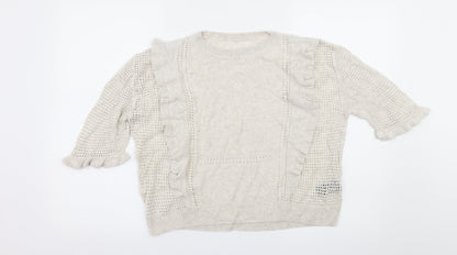 Marks and Spencer Womens Beige  Knit Pullover Jumper Size 12  - Open knit