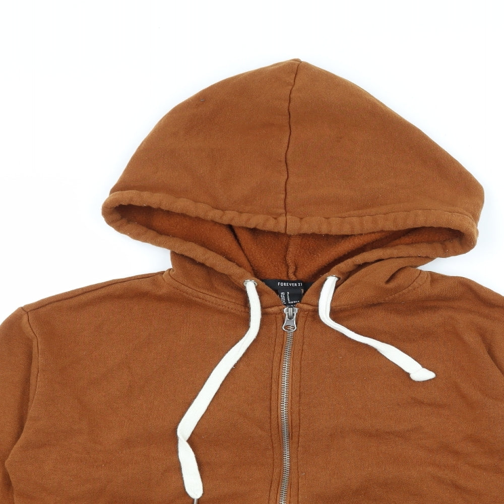 Womens UK Size S FOREVER 21 Brown Full Zip Hoodie