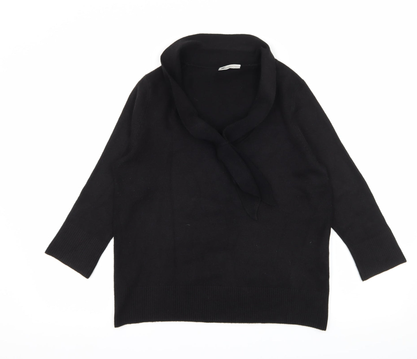 BHS Womens Black  Knit Pullover Jumper Size 14  - Tie Detail