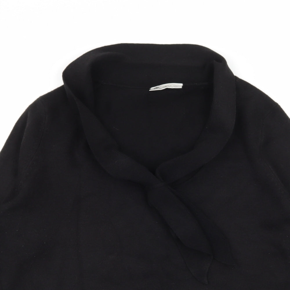 BHS Womens Black  Knit Pullover Jumper Size 14  - Tie Detail