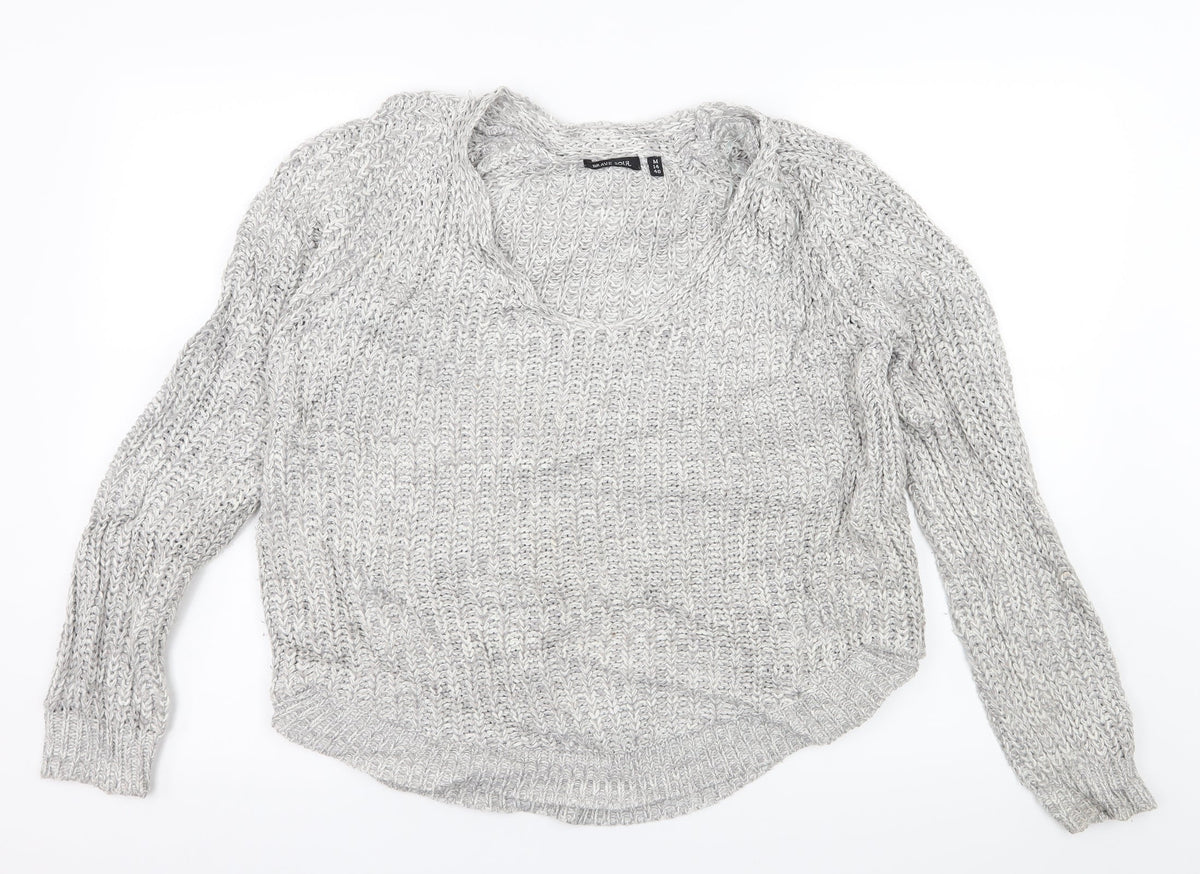 Brave Soul Womens Grey  Knit Pullover Jumper Size 14