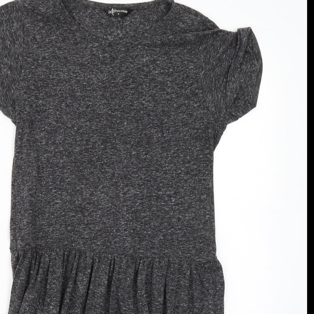 Close-up detail of Internationale women’s grey a-line, size UK 8
