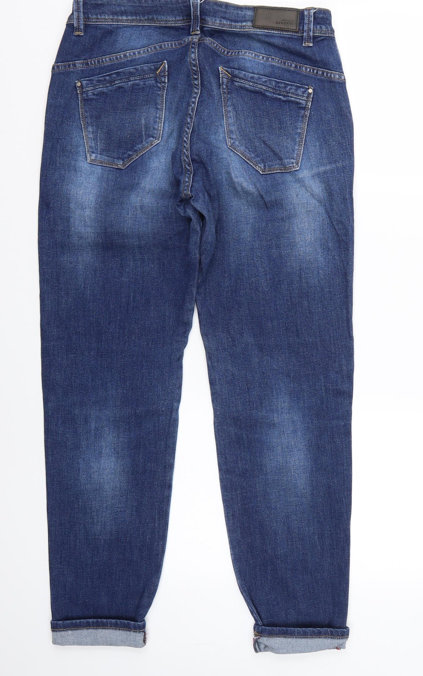 Womens UK Size 8 Diverse Regular Fit Straight Blue Jeans