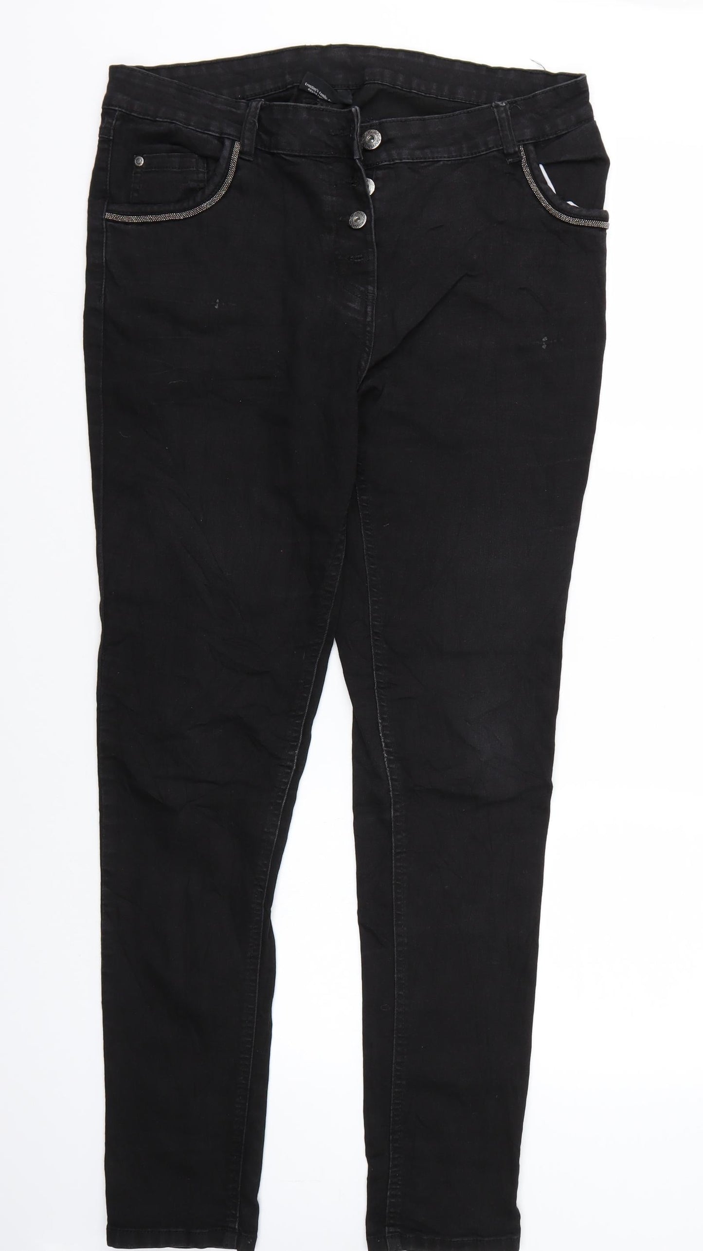 Womens UK Size 44 Gina Regular Fit Straight Black Jeans