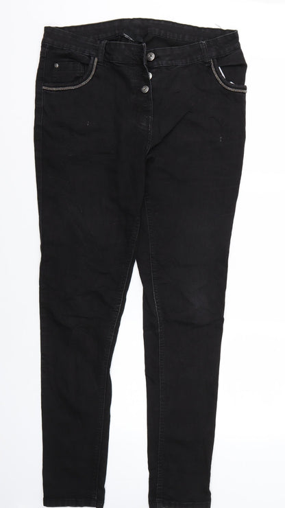 Womens UK Size 44 Gina Regular Fit Straight Black Jeans
