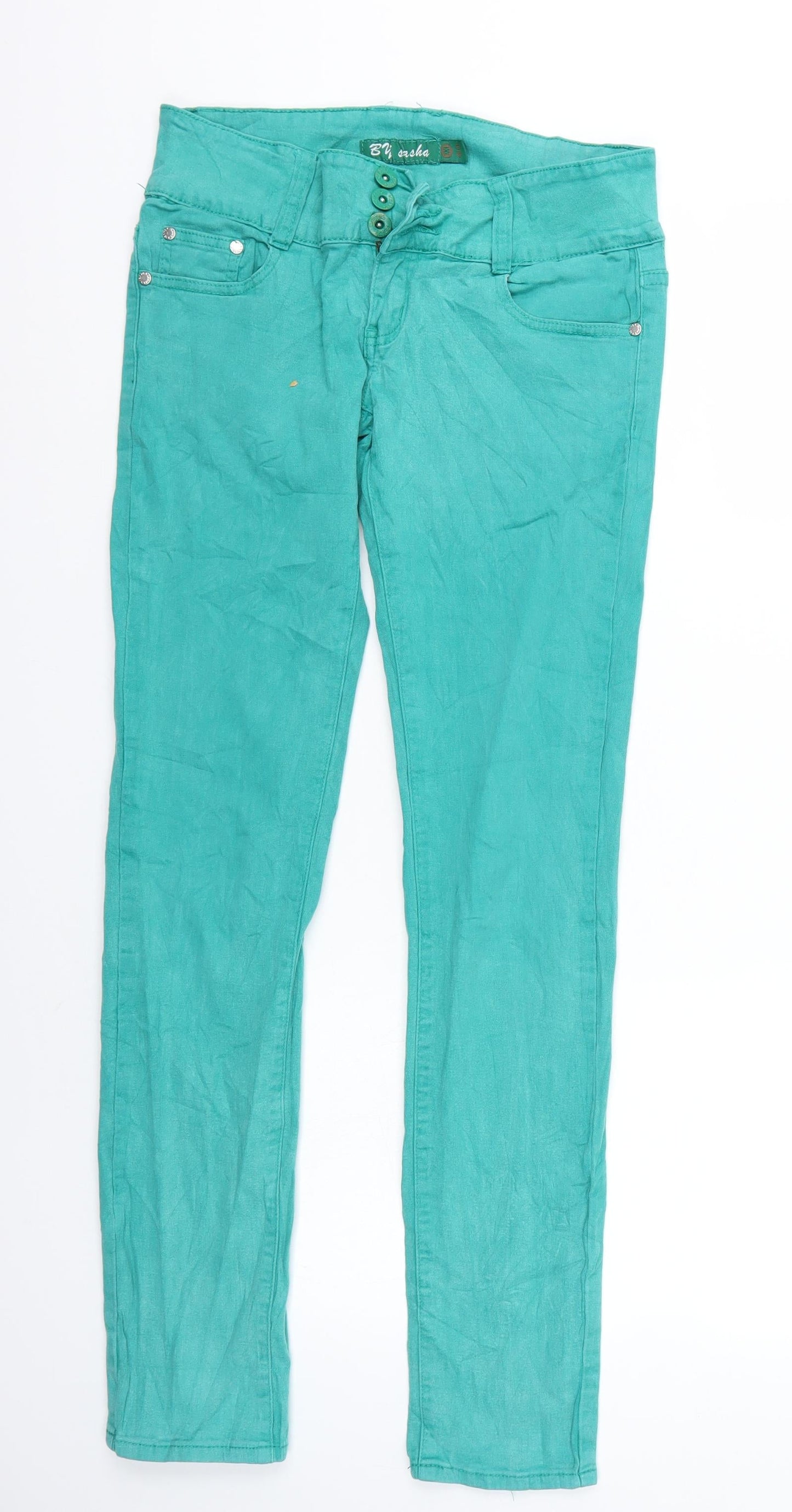 Womens UK Size M By Sasha Regular Fit Straight Green Jeans