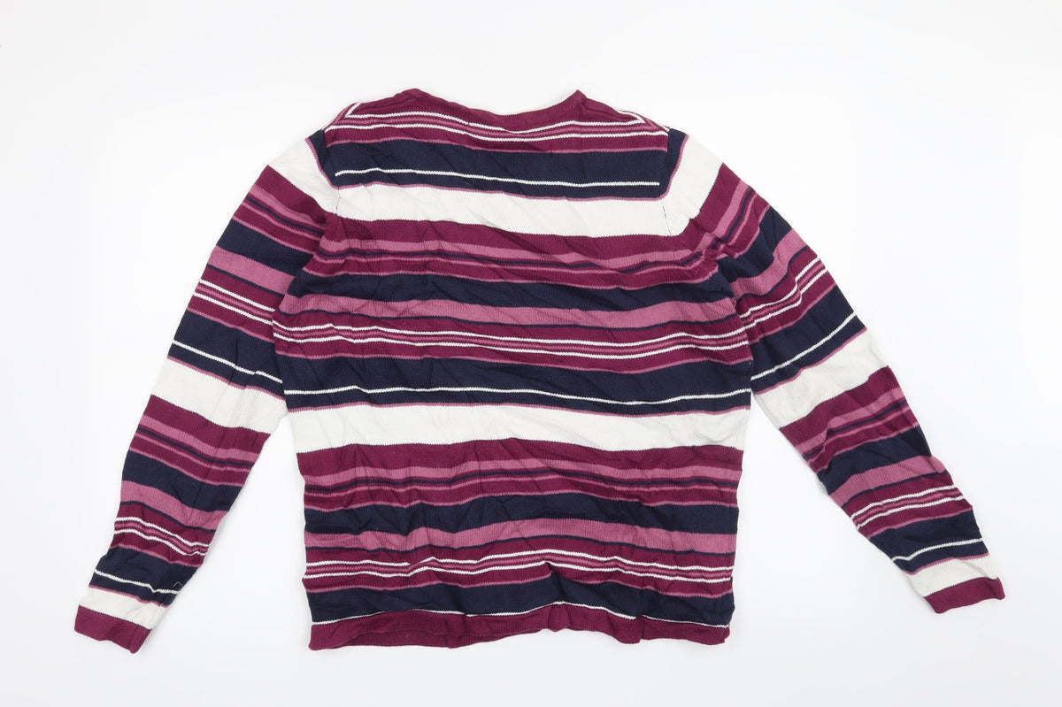 Isle Womens Purple Striped  Pullover Jumper Size 14