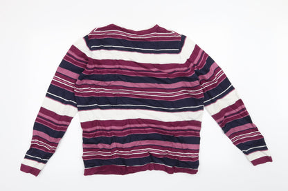 Isle Womens Purple Striped  Pullover Jumper Size 14