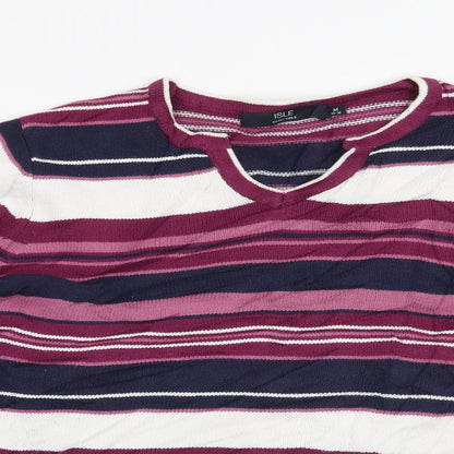 Isle Womens Purple Striped  Pullover Jumper Size 14
