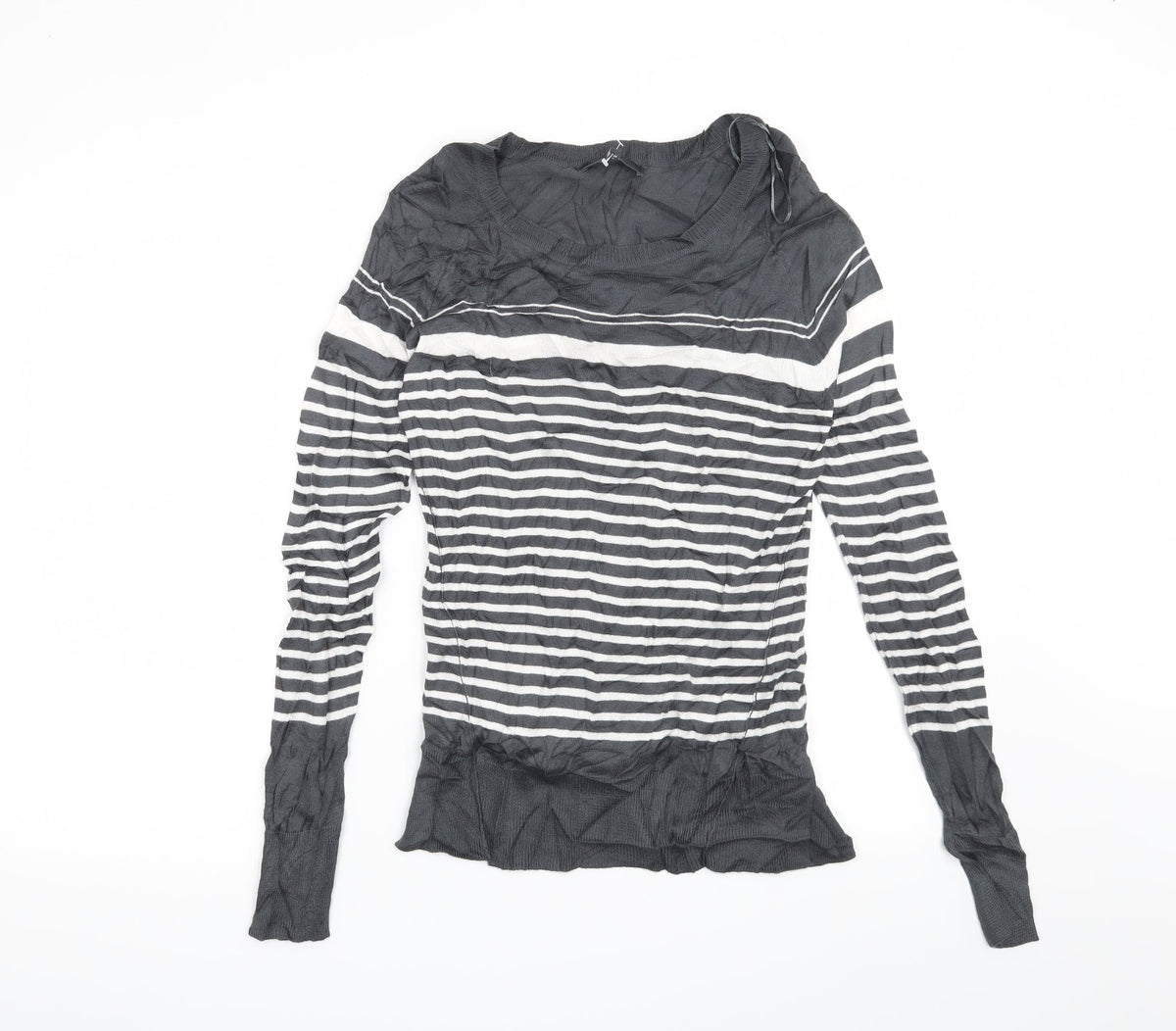 Next Womens Grey Striped  Pullover Jumper Size 8
