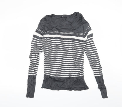 Next Womens Grey Striped  Pullover Jumper Size 8