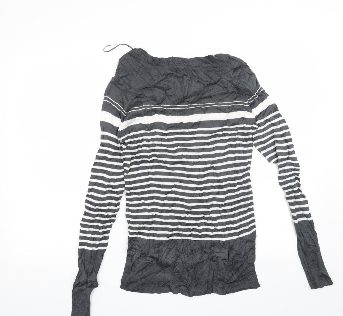 Next Womens Grey Striped  Pullover Jumper Size 8