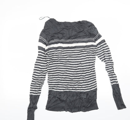 Next Womens Grey Striped  Pullover Jumper Size 8