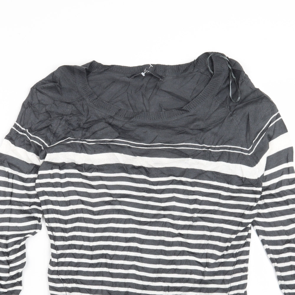 Next Womens Grey Striped  Pullover Jumper Size 8