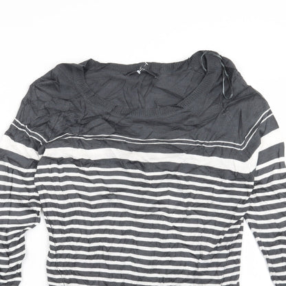 Next Womens Grey Striped  Pullover Jumper Size 8