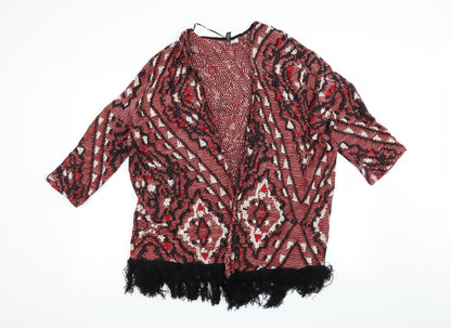 H&M Womens Red Geometric  Cardigan Jumper Size S