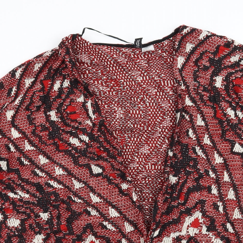 H&M Womens Red Geometric  Cardigan Jumper Size S