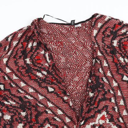 H&M Womens Red Geometric  Cardigan Jumper Size S