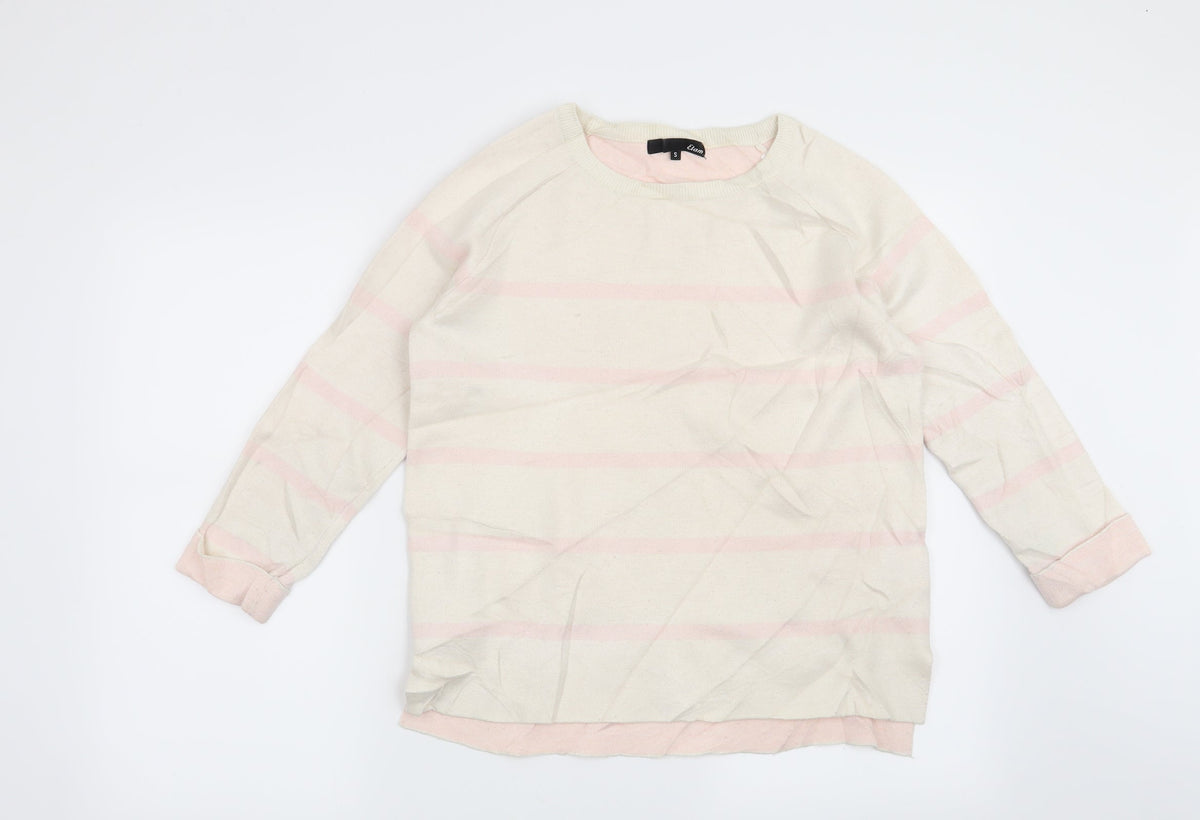 Etam Womens Beige Striped  Pullover Jumper Size S