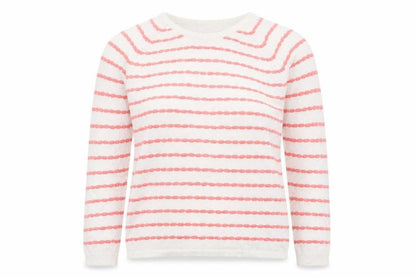 Soon Womens White Striped  Pullover Jumper Size 14