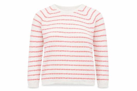 Soon Womens White Striped  Pullover Jumper Size 14