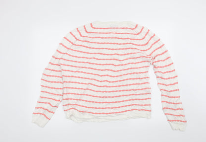 Soon Womens White Striped  Pullover Jumper Size 14