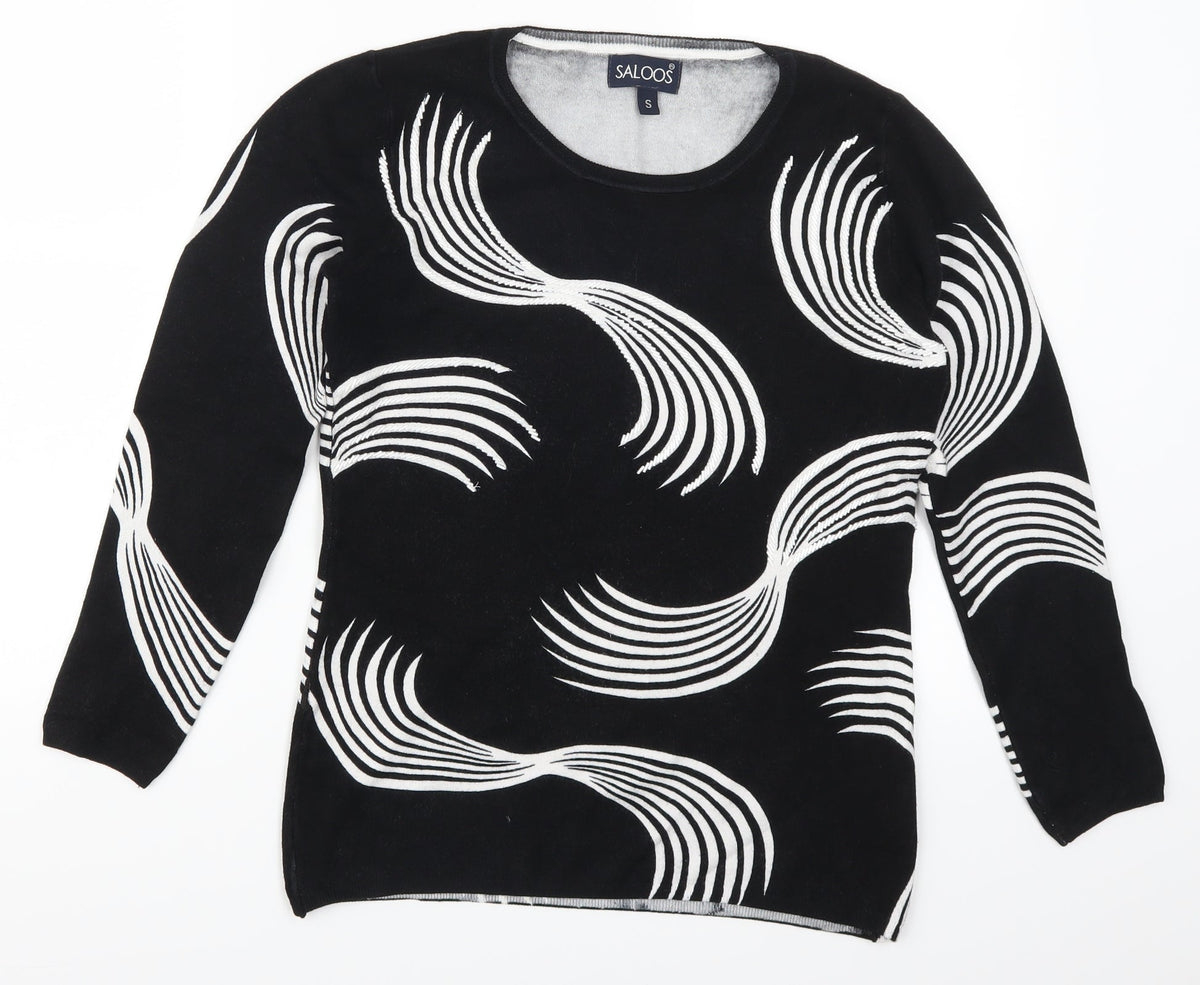 Saloos Womens Black Geometric  Pullover Jumper Size S