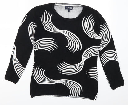 Saloos Womens Black Geometric  Pullover Jumper Size S