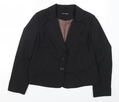 George Womens Black Striped  Jacket Suit Jacket Size 14