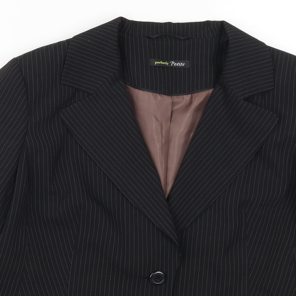George Womens Black Striped  Jacket Suit Jacket Size 14