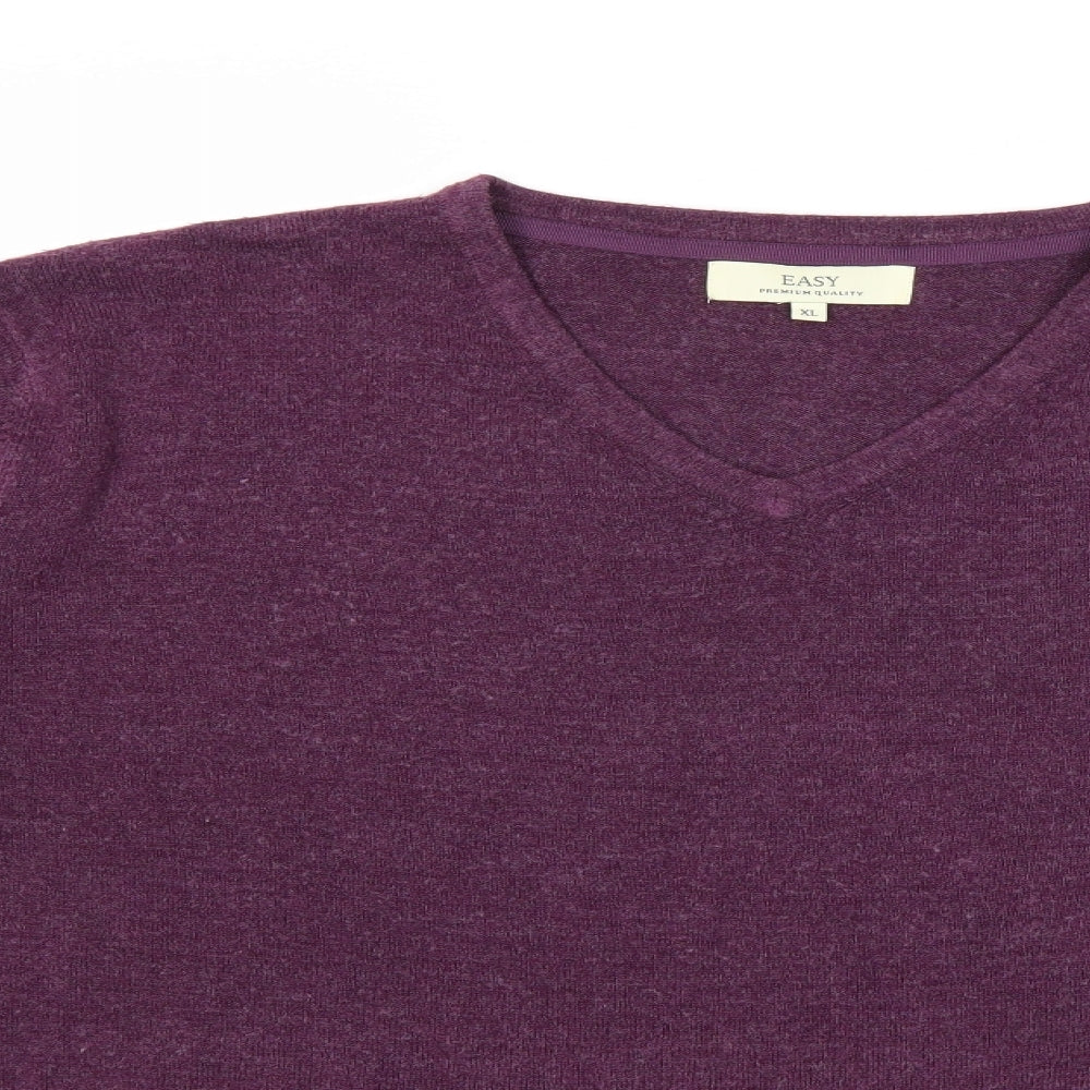 Easy Mens Purple  Knit Pullover Jumper Size XL