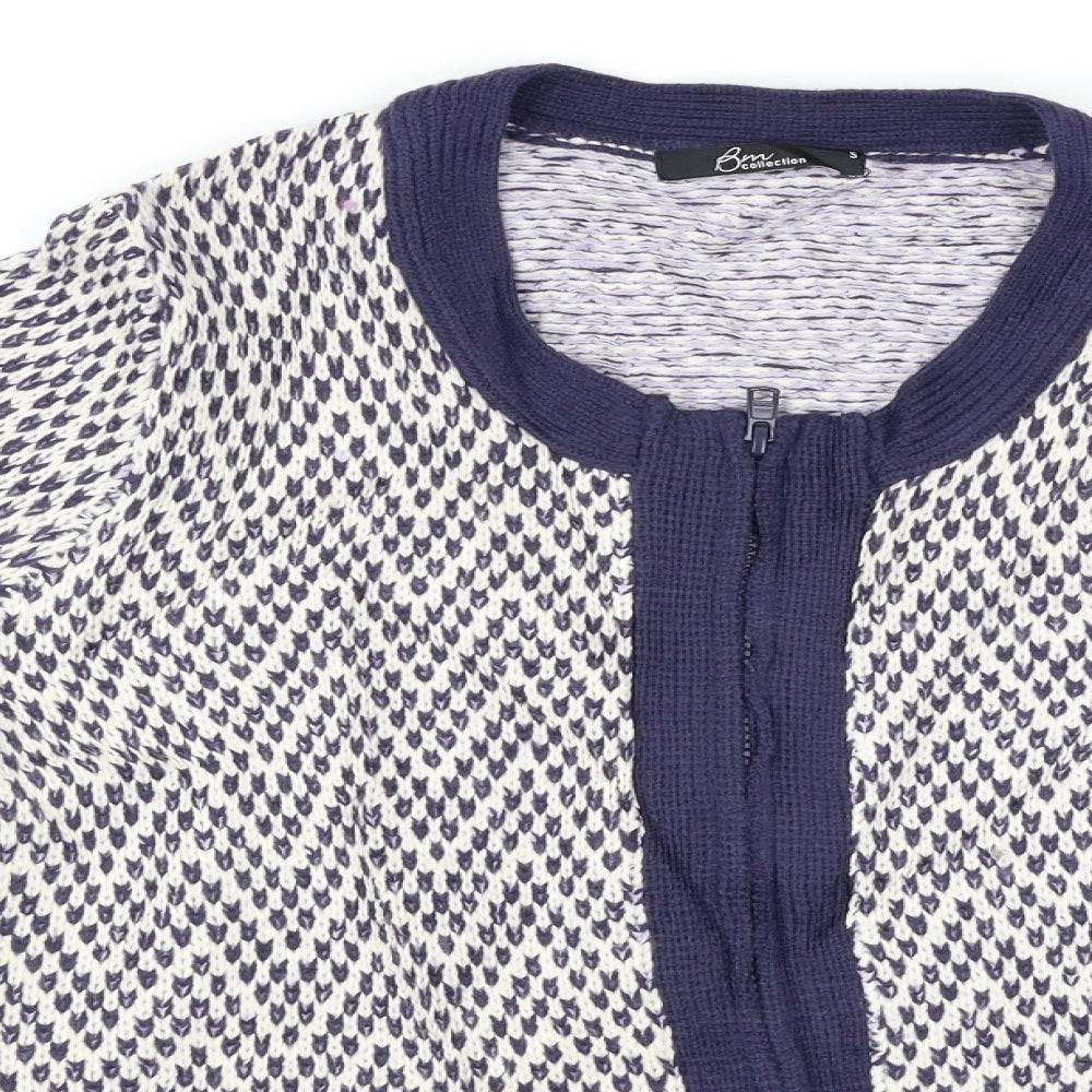 BM Womens Blue Paisley  Full Zip Jumper Size S