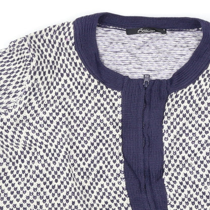 BM Womens Blue Paisley  Full Zip Jumper Size S