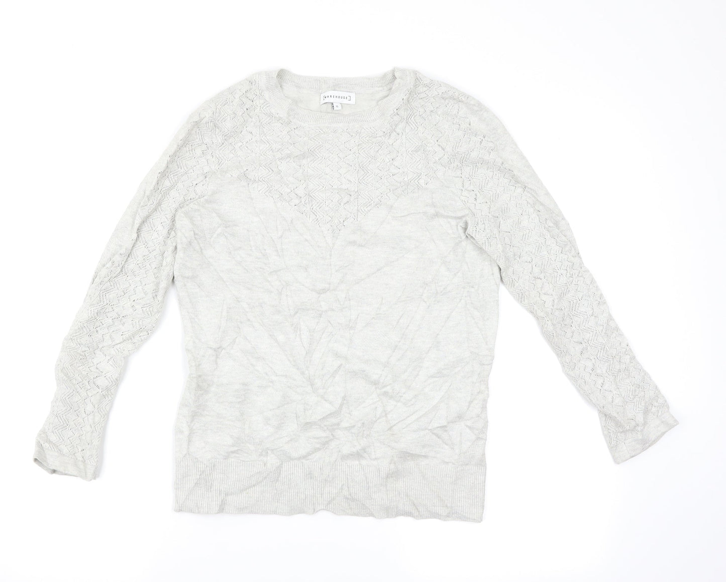 Womens UK Size 12 Warehouse Grey Basic T-Shirt